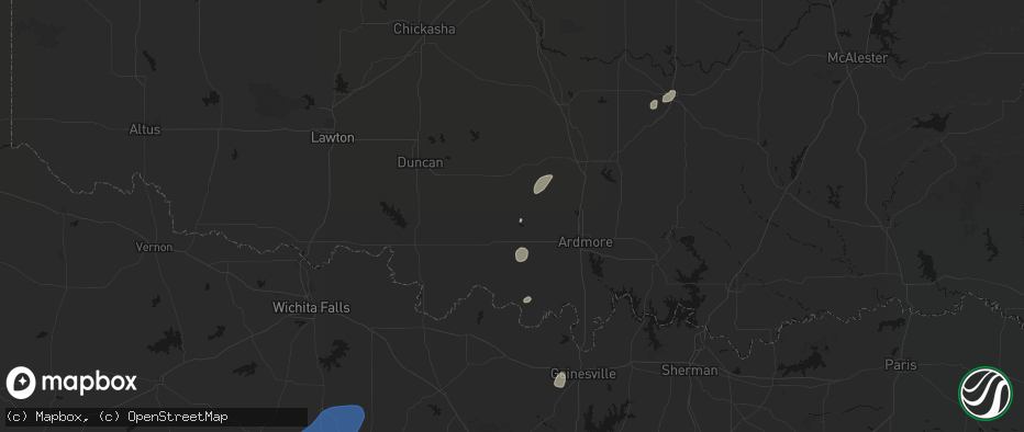Hail map in Healdton, OK on June 6, 2026