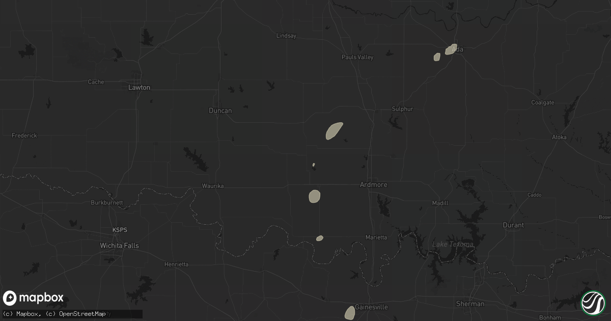 Hail map in Healdton, OK on June 6, 2026