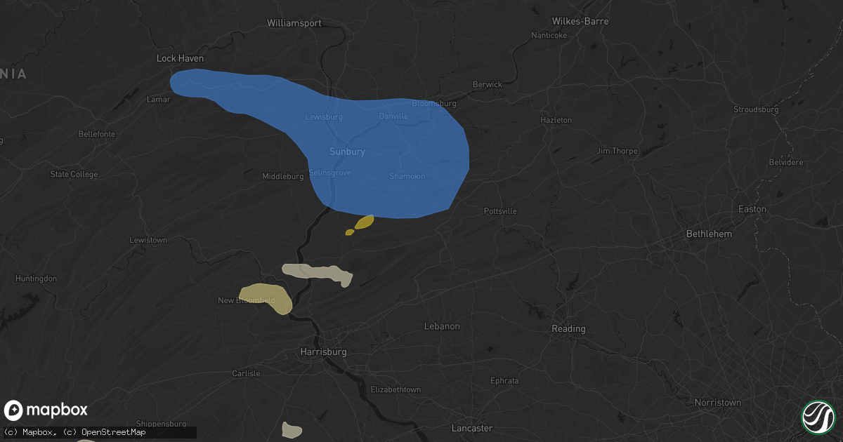 Hail map in Hegins, PA on June 6, 2026