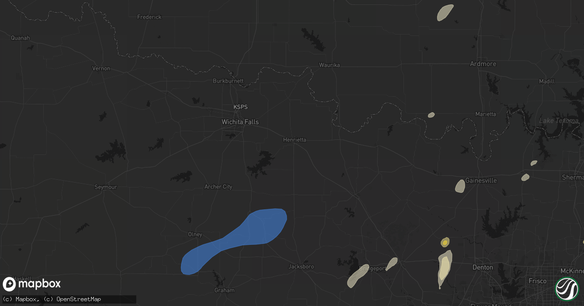 Hail map in Henrietta, TX on June 6, 2026