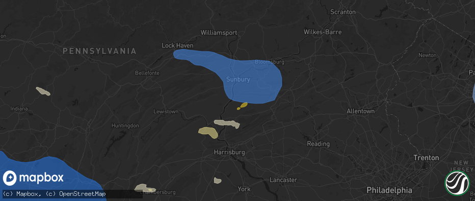 Hail map in Herndon, PA on June 6, 2026