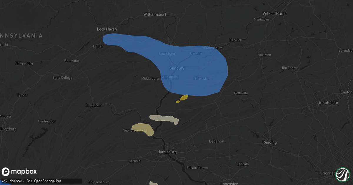 Hail map in Herndon, PA on June 6, 2026
