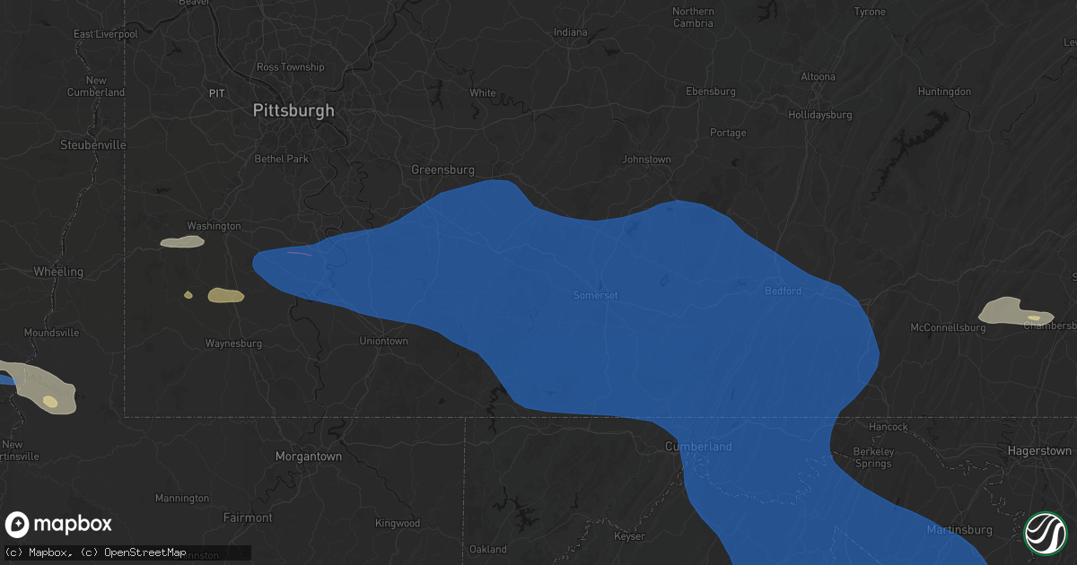 Hail map in Hidden Valley, PA on June 6, 2026