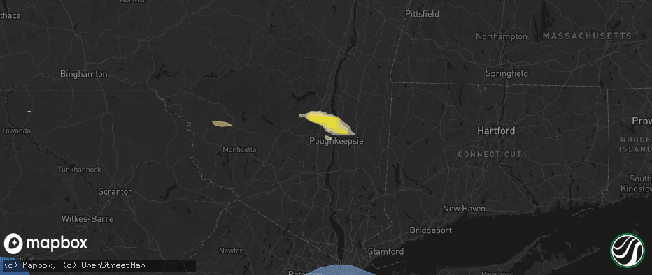 Hail map in Highland, NY on June 6, 2026