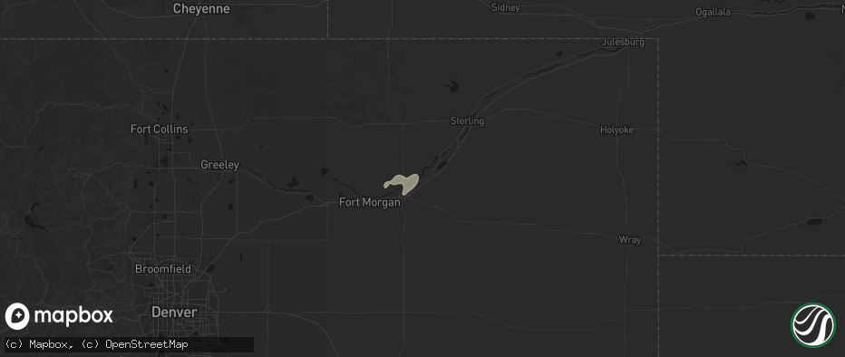 Hail map in Hillrose, CO on June 6, 2026
