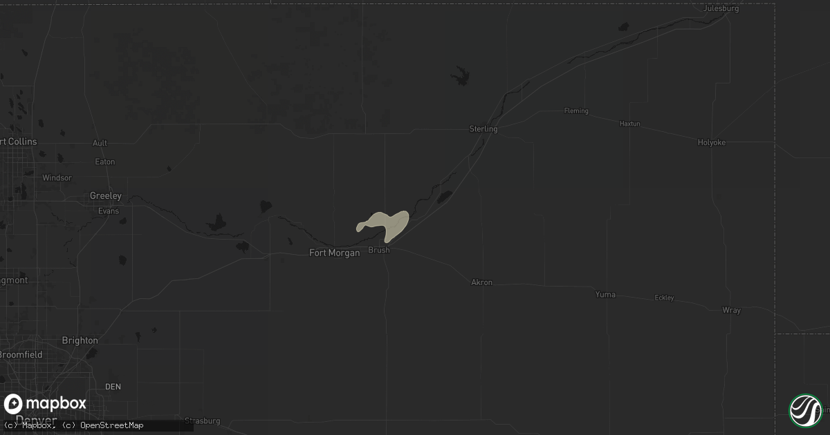 Hail map in Hillrose, CO on June 6, 2026
