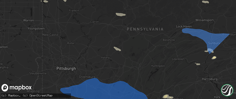 Hail map in Hillsdale, PA on June 6, 2026