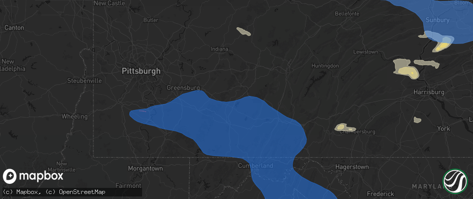 Hail map in Hollsopple, PA on June 6, 2026