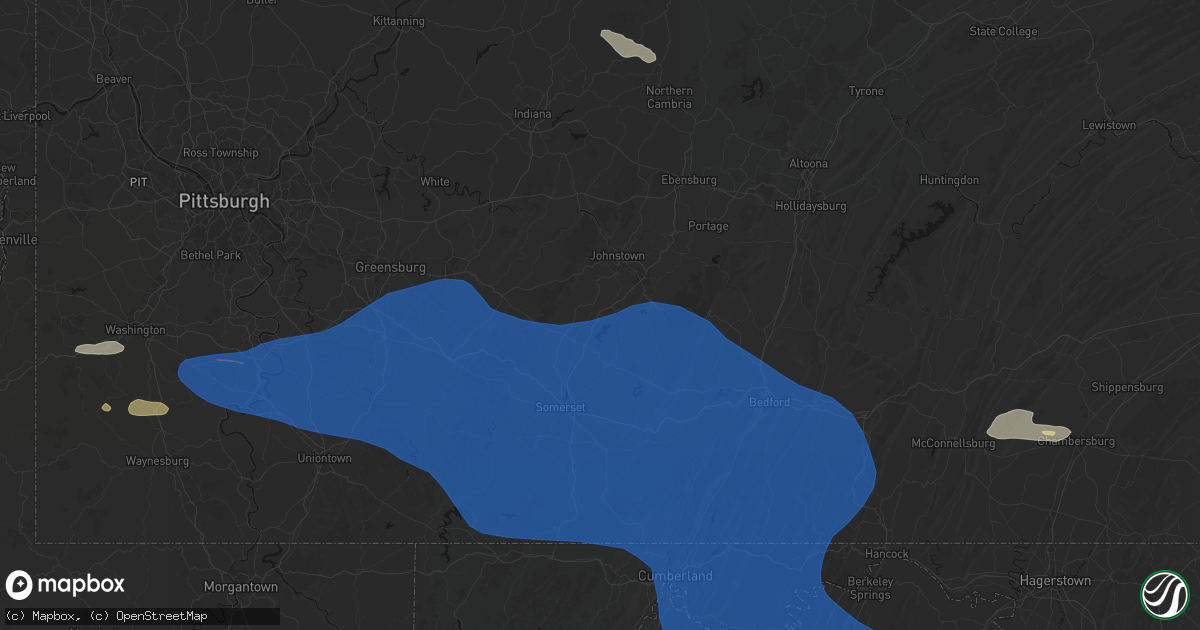 Hail map in Hollsopple, PA on June 6, 2026
