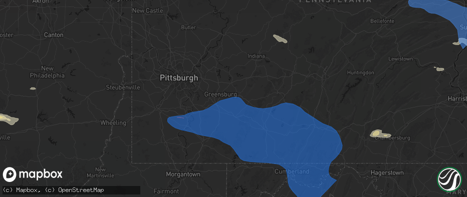 Hail map in Hostetter, PA on June 6, 2026