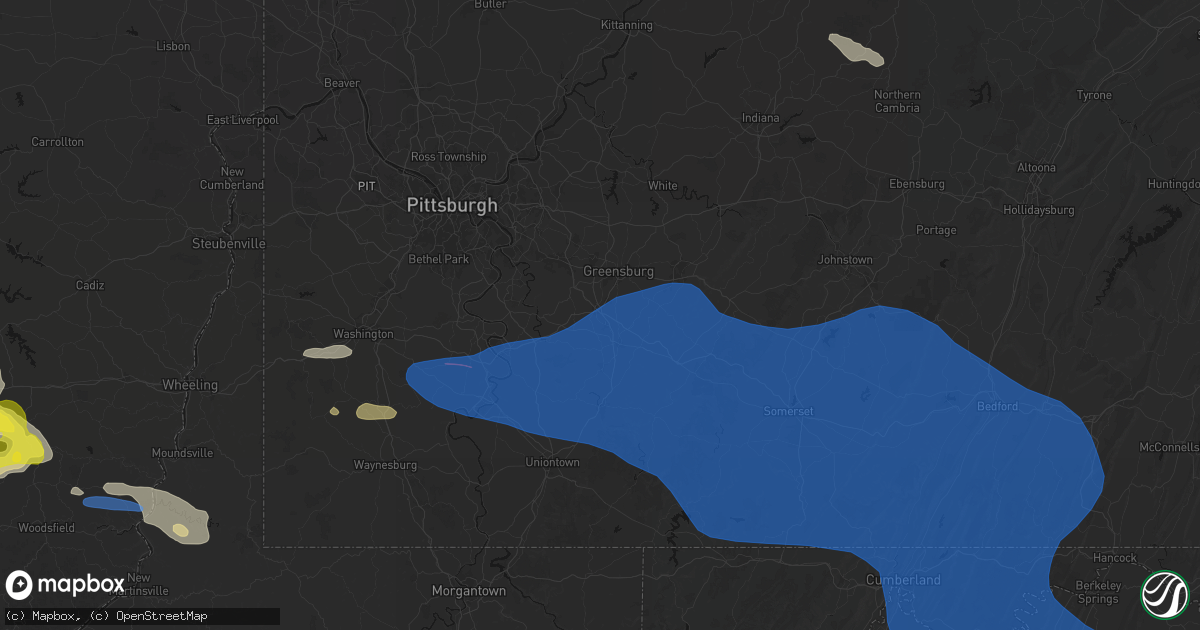 Hail map in Hunker, PA on June 6, 2026