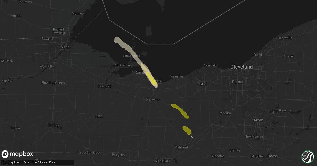 Hail map in Huron, OH on June 6, 2026
