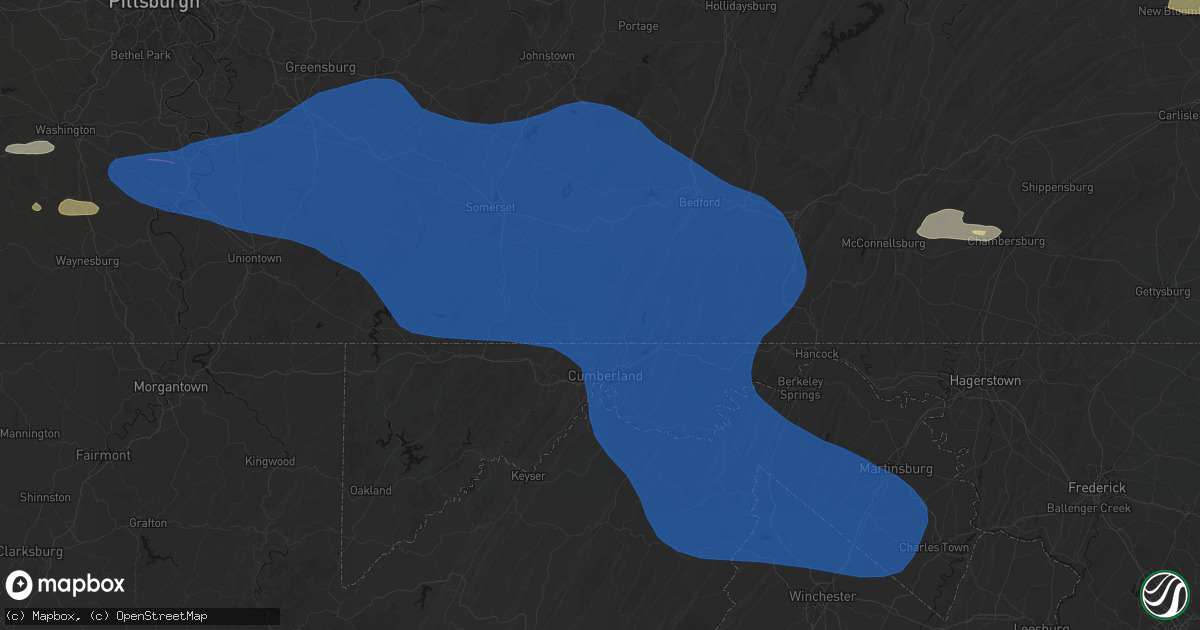 Hail map in Hyndman, PA on June 6, 2026