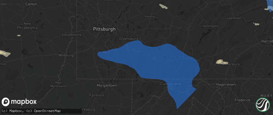 Hail map in Indian Head, PA on June 6, 2026