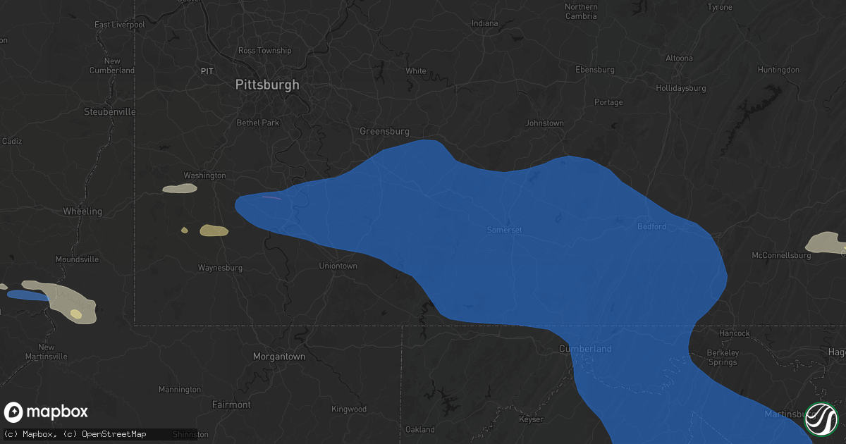Hail map in Indian Head, PA on June 6, 2026