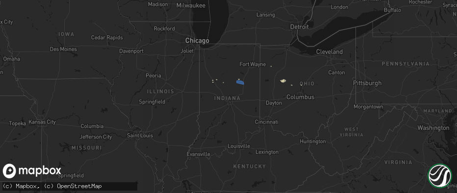 Hail map in Indiana on June 6, 2026
