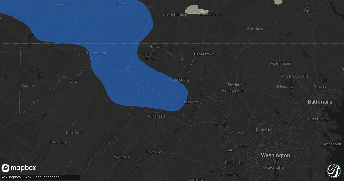 Hail map in Inwood, WV on June 6, 2026