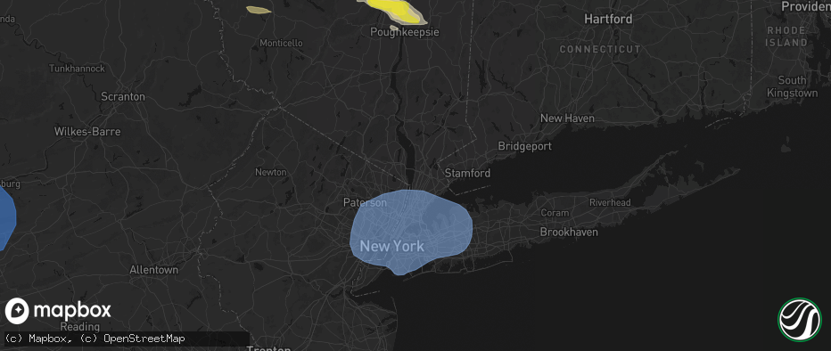 Hail map in Irvington, NY on June 6, 2026