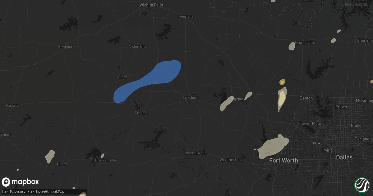 Hail map in Jacksboro, TX on June 6, 2026