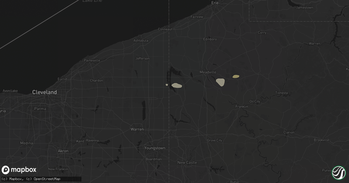 Hail map in Jamestown, PA on June 6, 2026