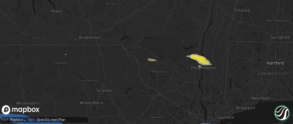 Hail map in Jeffersonville, NY on June 6, 2026