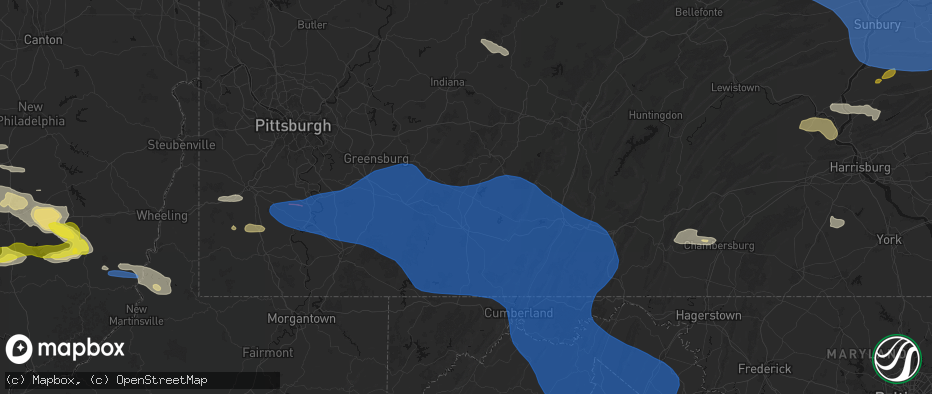 Hail map in Jenners, PA on June 6, 2026