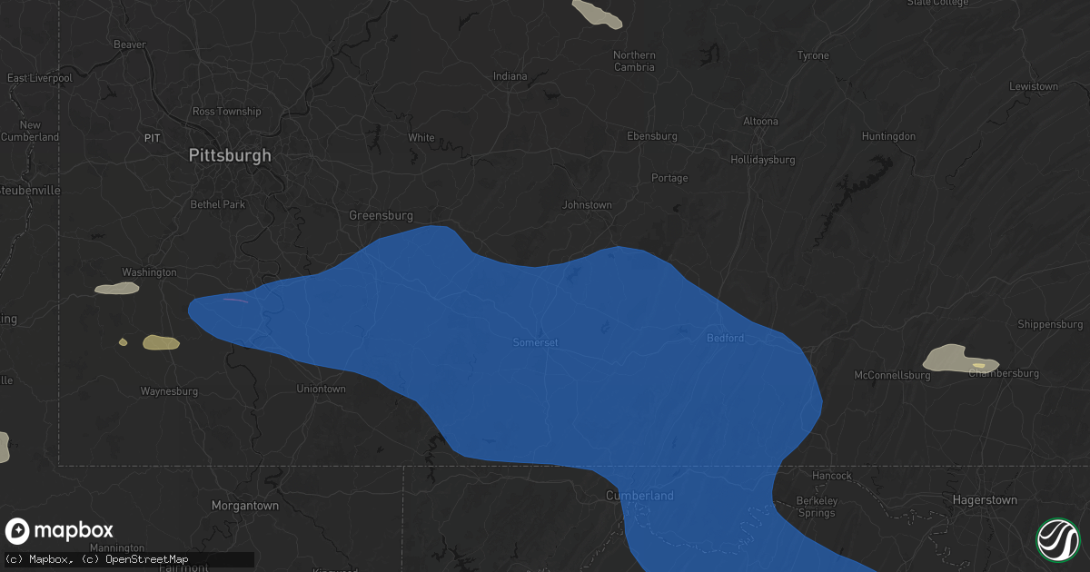 Hail map in Jenners, PA on June 6, 2026