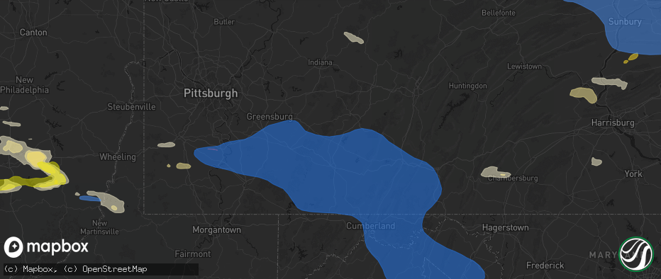 Hail map in Jennerstown, PA on June 6, 2026