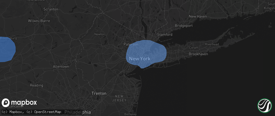 Hail map in Jersey City, NJ on June 6, 2026