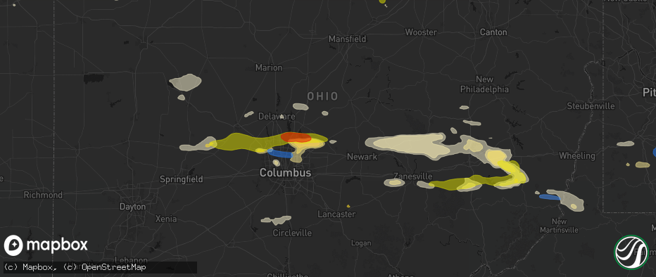 Hail map in Johnstown, OH on June 6, 2026