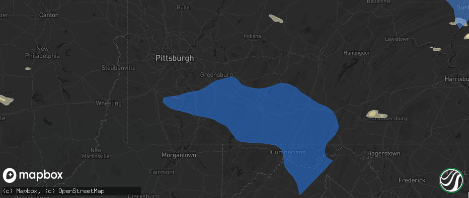 Hail map in Jones Mills, PA on June 6, 2026