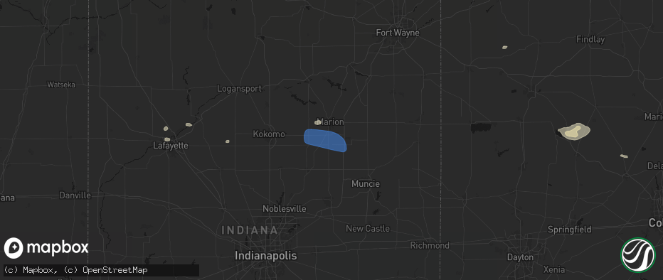 Hail map in Jonesboro, IN on June 6, 2026