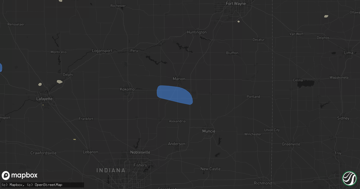 Hail map in Jonesboro, IN on June 6, 2026