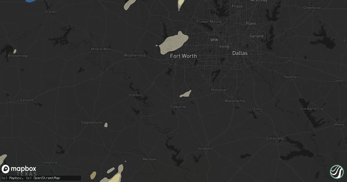 Hail map in Joshua, TX on June 6, 2026