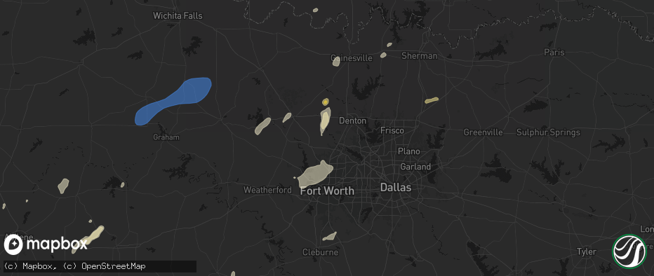 Hail map in Justin, TX on June 6, 2026