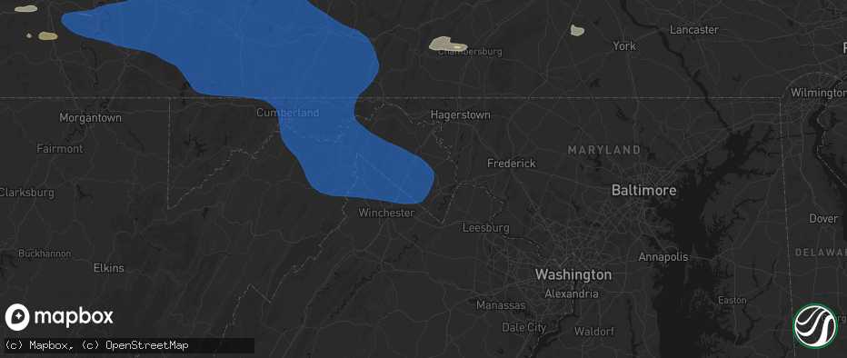 Hail map in Kearneysville, WV on June 6, 2026
