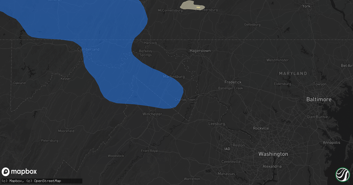 Hail map in Kearneysville, WV on June 6, 2026