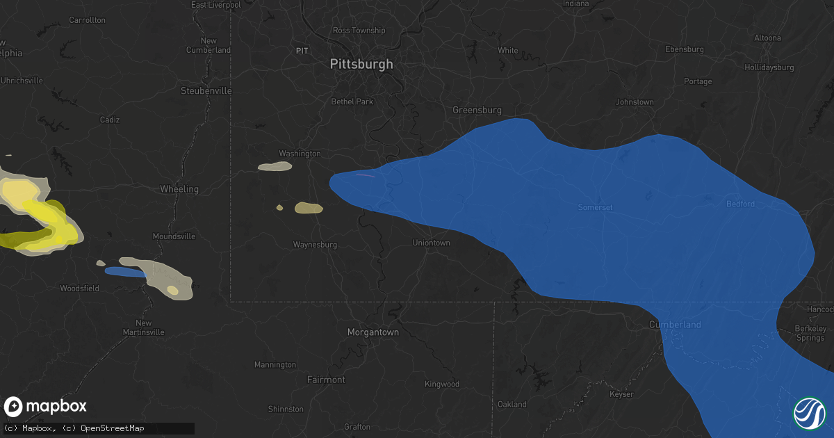 Hail map in Keisterville, PA on June 6, 2026