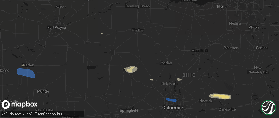 Hail map in Kenton, OH on June 6, 2026