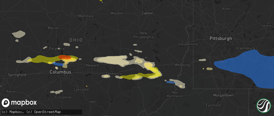 Hail map in Kimbolton, OH on June 6, 2026