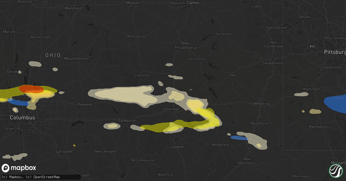 Hail map in Kimbolton, OH on June 6, 2026
