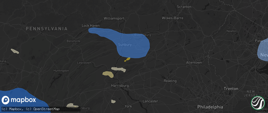 Hail map in Klingerstown, PA on June 6, 2026