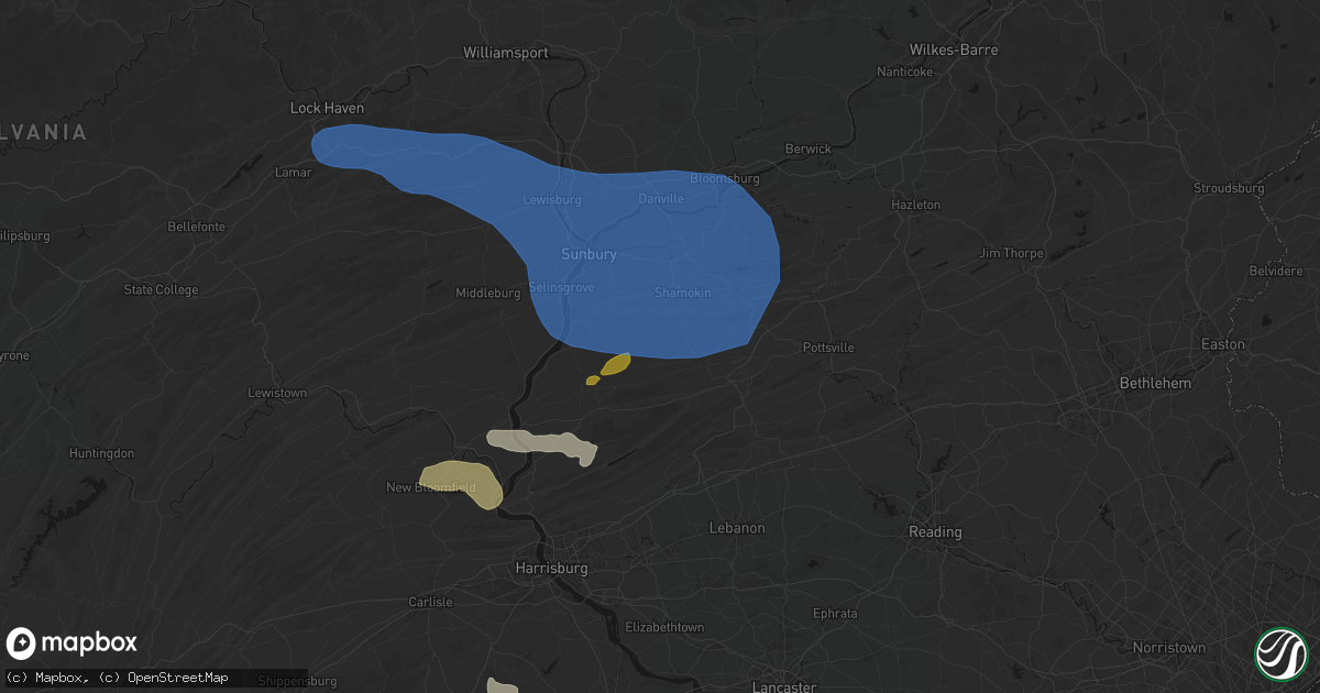Hail map in Klingerstown, PA on June 6, 2026