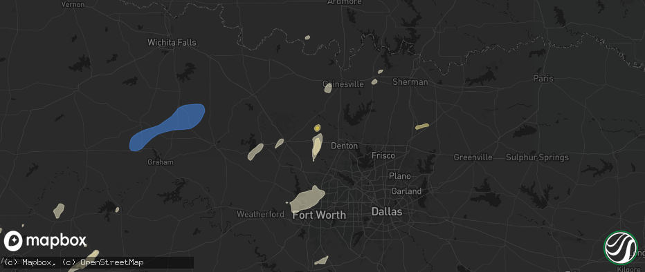 Hail map in Krum, TX on June 6, 2026