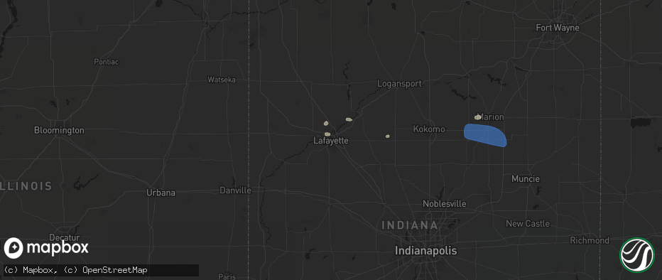 Hail map in Lafayette, IN on June 6, 2026