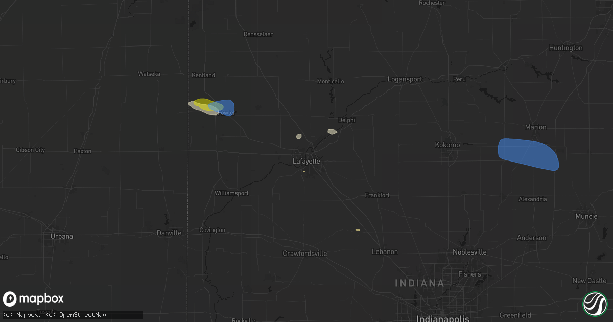 Hail map in Lafayette, IN on June 6, 2026