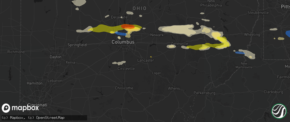 Hail map in Lancaster, OH on June 6, 2026