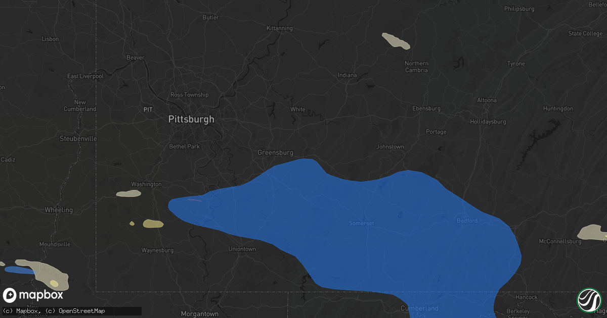 Hail map in Latrobe, PA on June 6, 2026