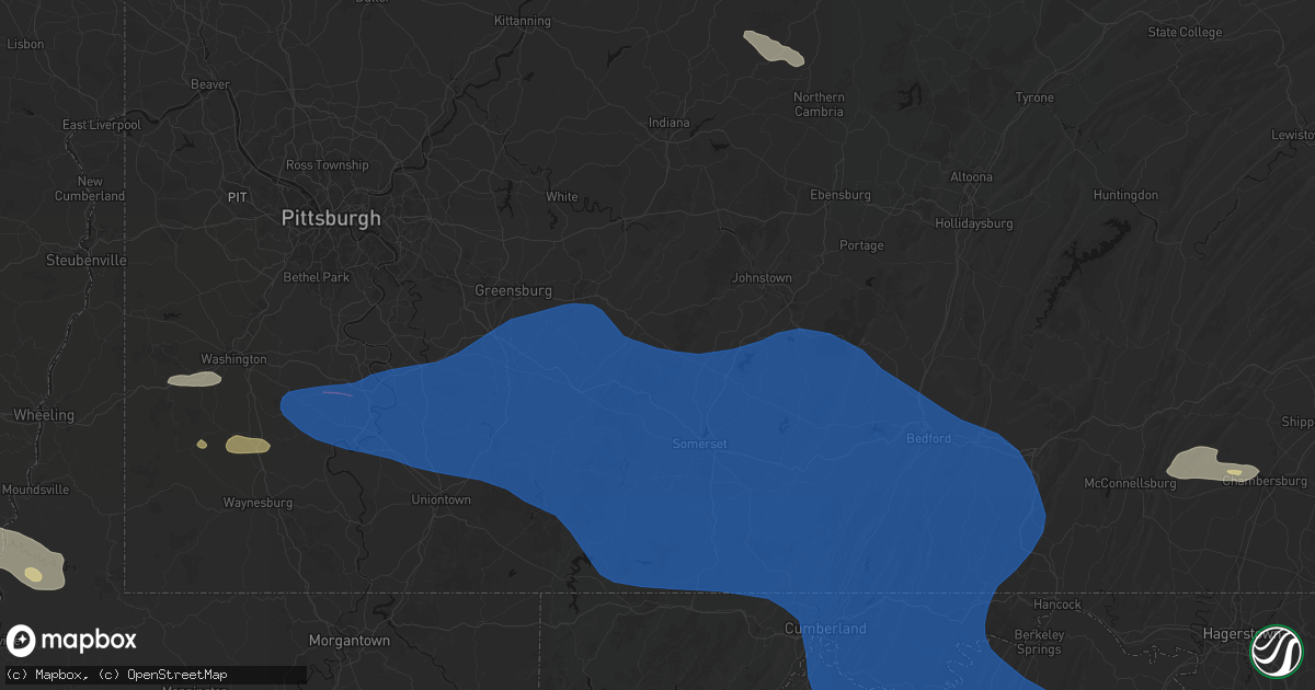 Hail map in Laughlintown, PA on June 6, 2026