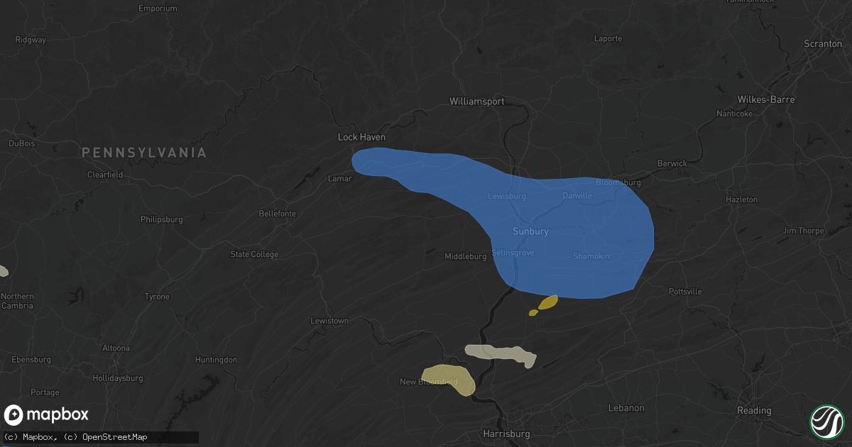 Hail map in Laurelton, PA on June 6, 2026